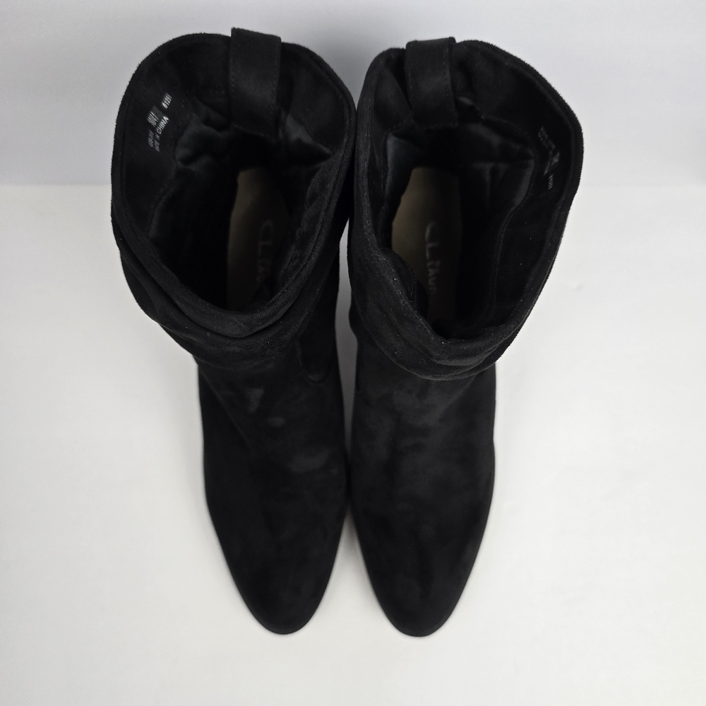 CL BY LAUNDRY Slouchy Block Heel Kalie Bootie Black Microsuede Womens Size 10 - Picture 2 of 12